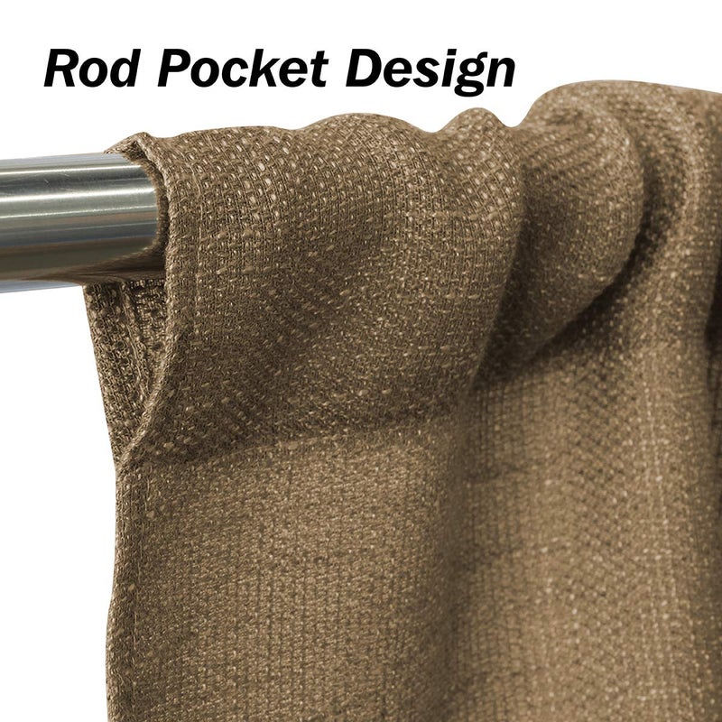 Valea Home Soft Burlap Short Curtains Rustic Natural Tan Rod Pocket Curtain Panels for Small Window 45 inch Length Cafe Kitchen Curtains, 2 Panels - Image 3